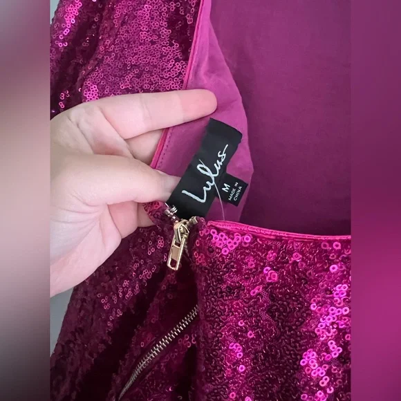 Lulus Hot Pink Sequin Bodycon Midi Dress – Women’s Party / Holiday Dress - Picture 6 of 9